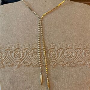 NWT Elegant Gold Lariat Necklace 18” gorgeous